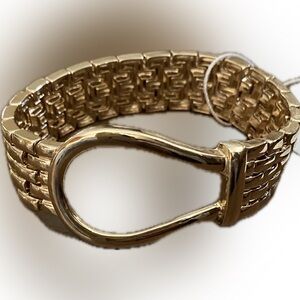 Gold Equestrian Panther Link Bracelet New 7.5”